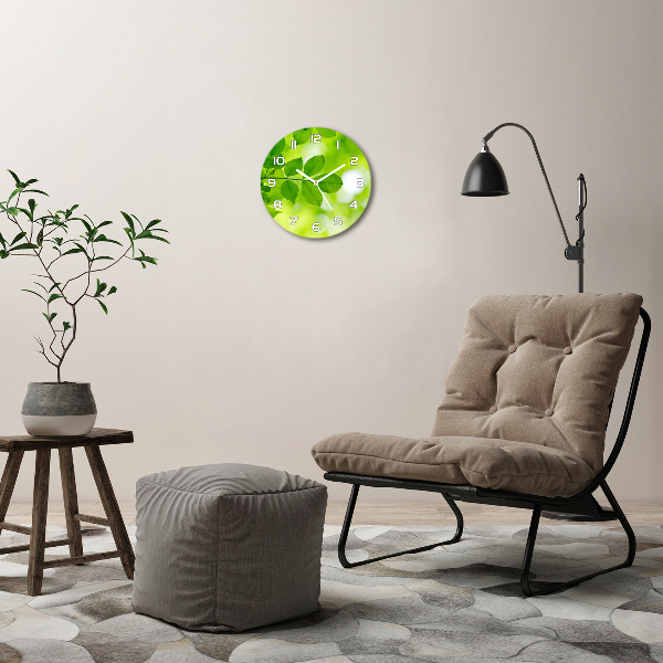 Round wall clock Green leaves