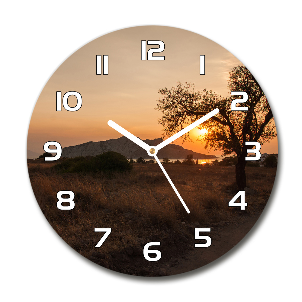 Round clock glass Sunset