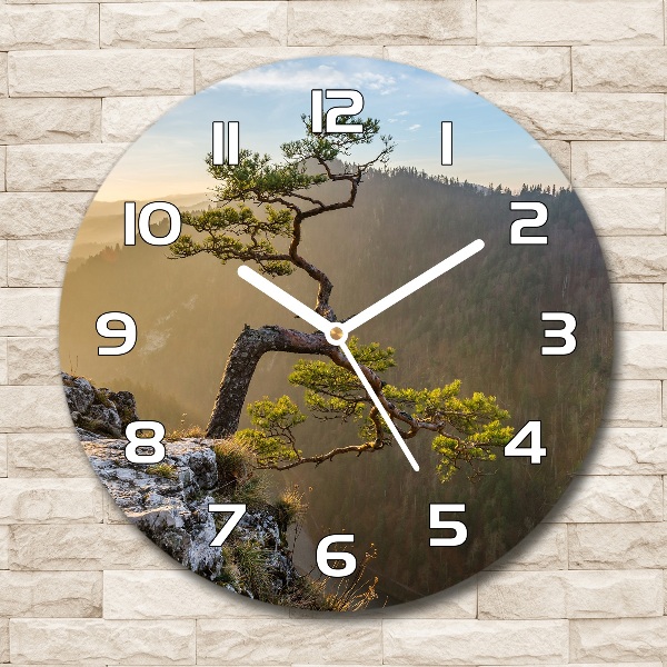 Round glass clock Sokolica Pieniny