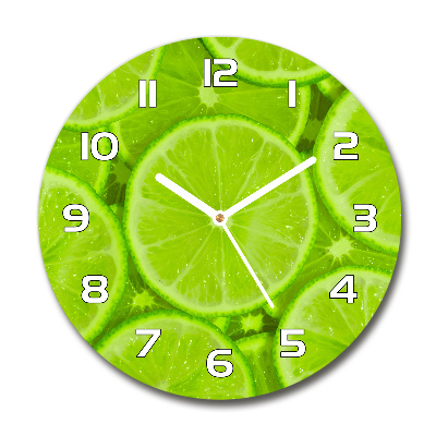 Round glass clock Lime