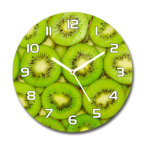 Round glass clock Kiwi