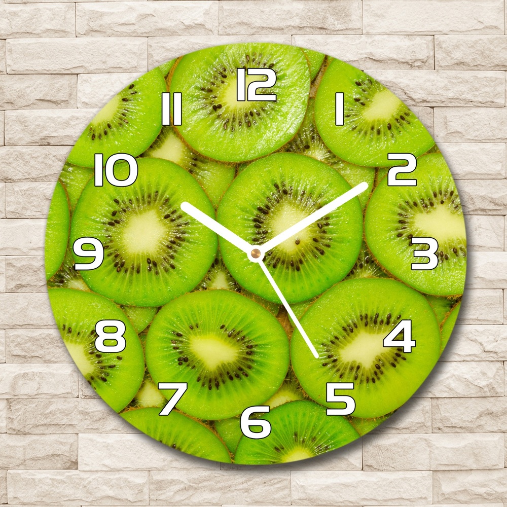 Round glass clock Kiwi