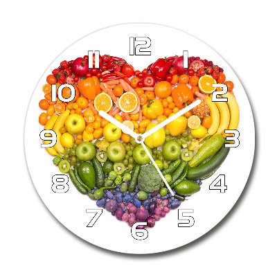 Round glass clock Vegetable heart