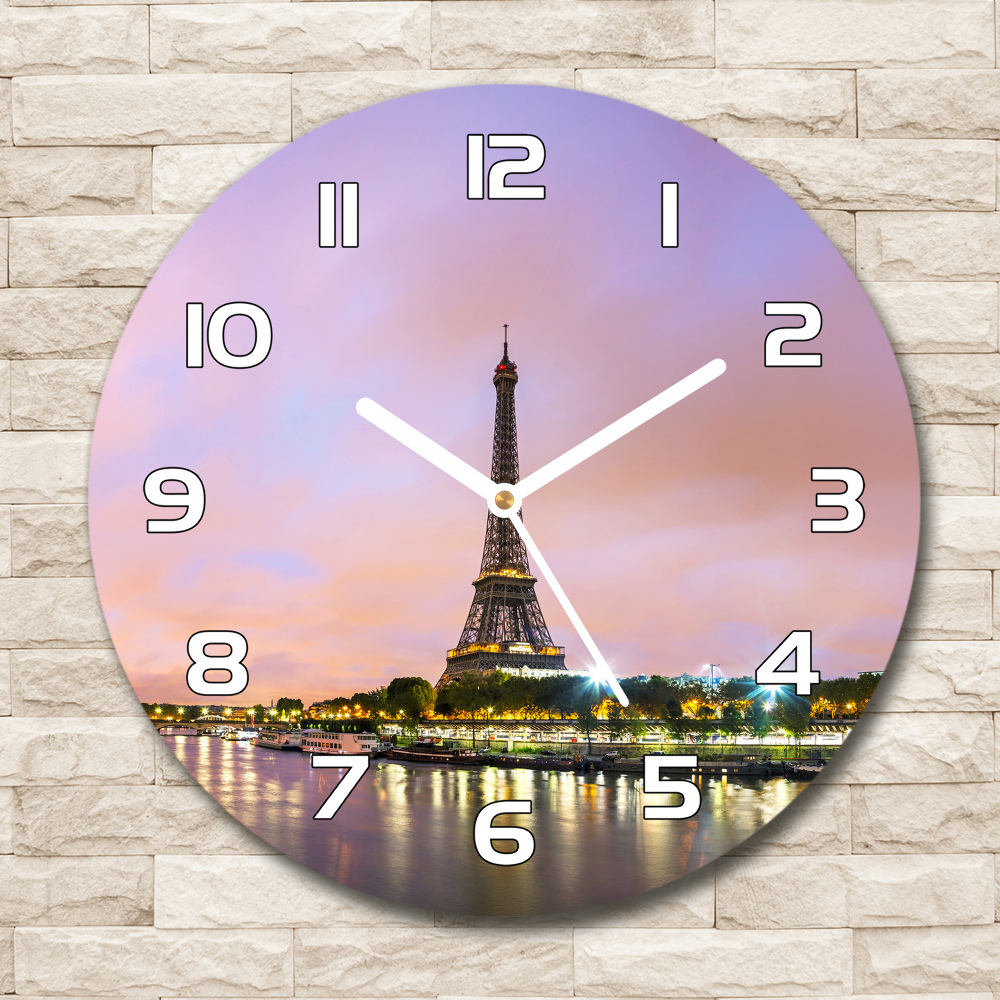 Round wall clock Eiffel Paris tower