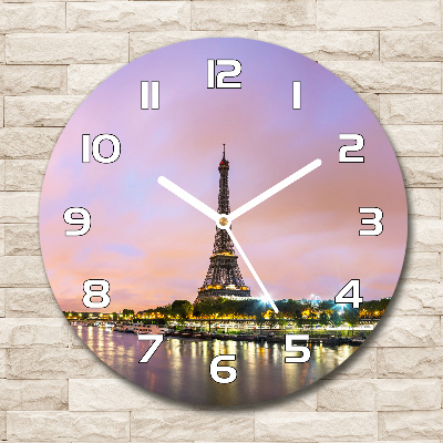 Round wall clock Eiffel Paris tower