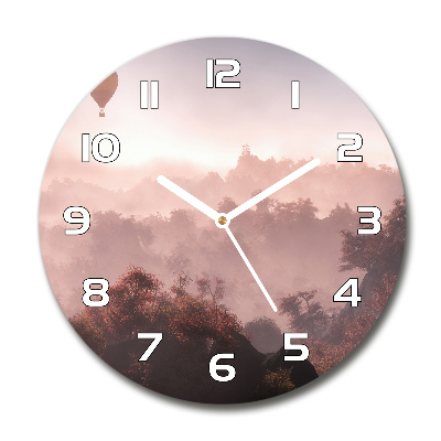 Round wall clock Balloon above the forest