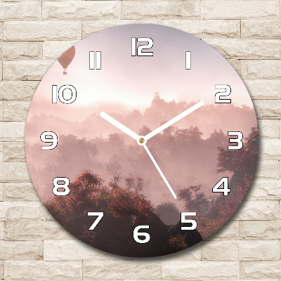 Round wall clock Balloon above the forest