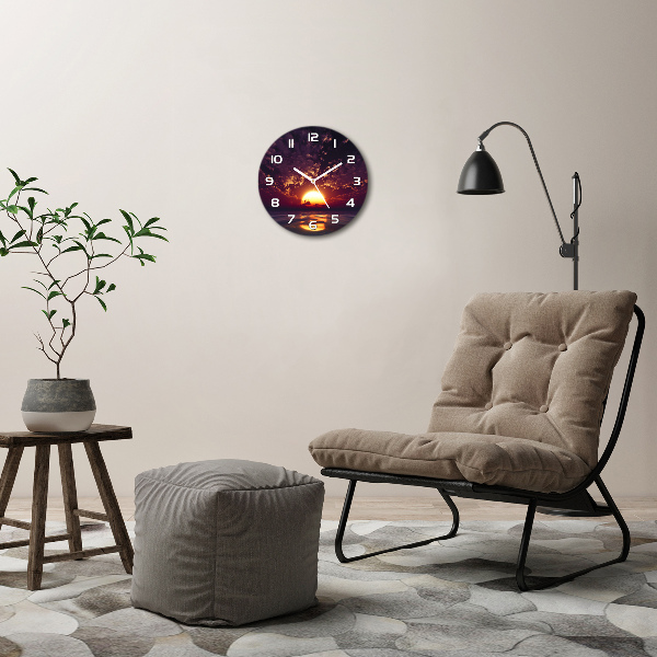 Round wall clock Sunset