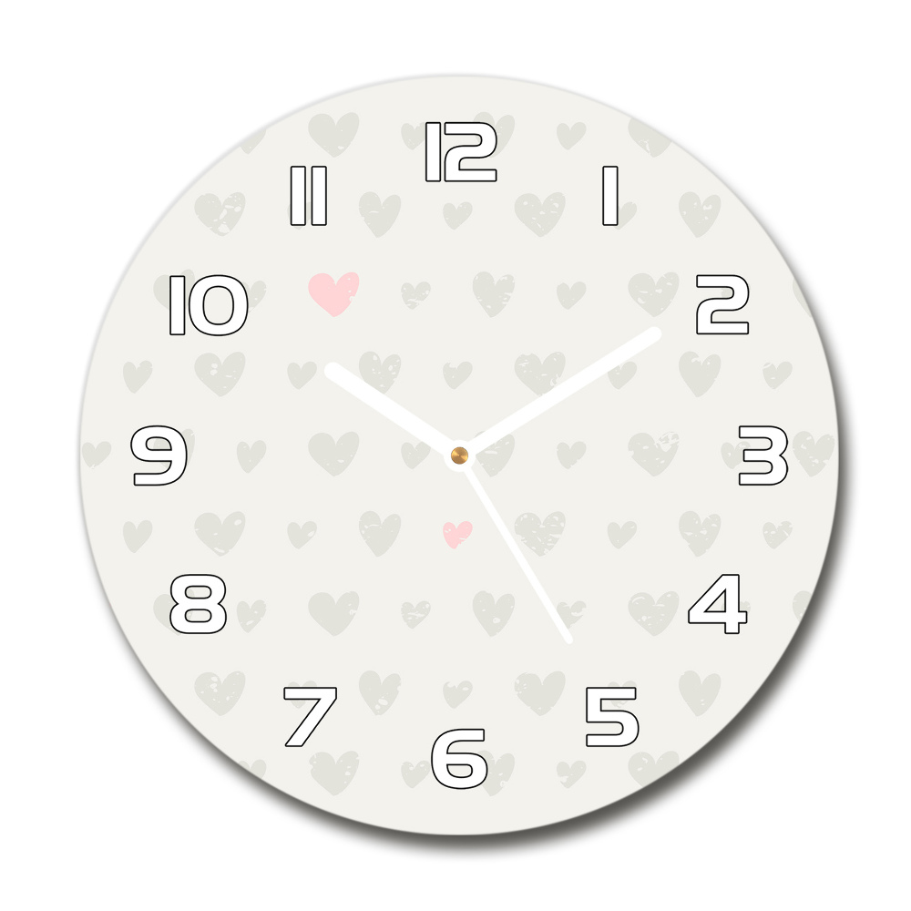 Round glass clock Heart background