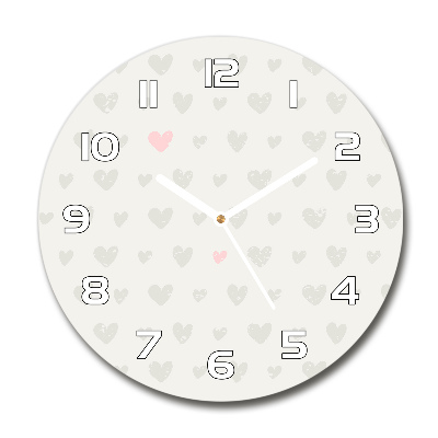 Round glass clock Heart background