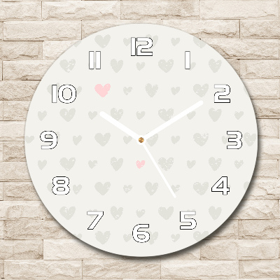 Round glass clock Heart background