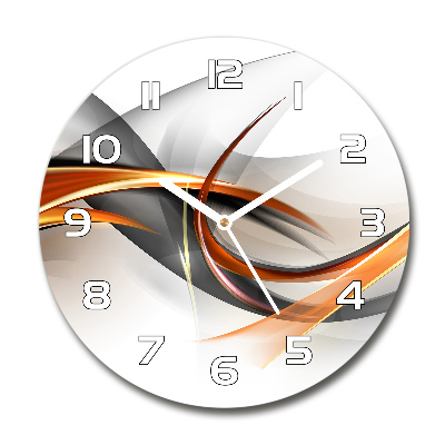 Round glass clock Wave abstraction