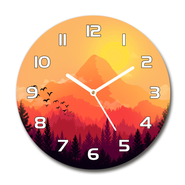 Round wall clock Mountain landscape