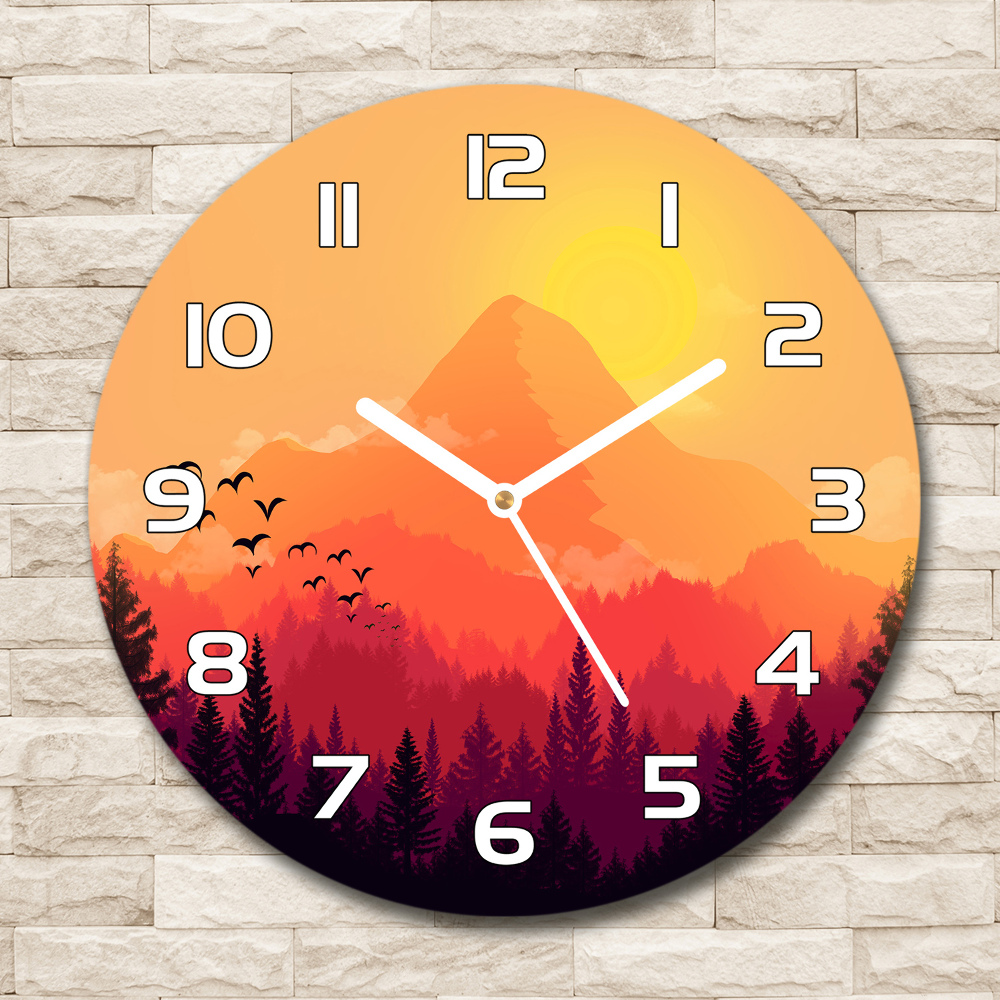 Round wall clock Mountain landscape