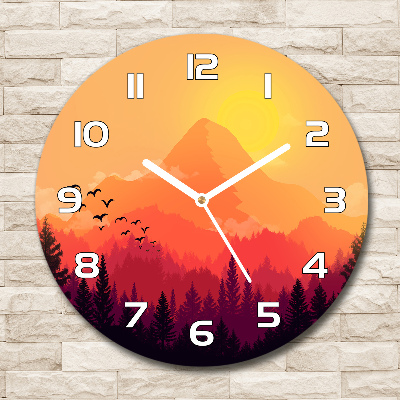 Round wall clock Mountain landscape