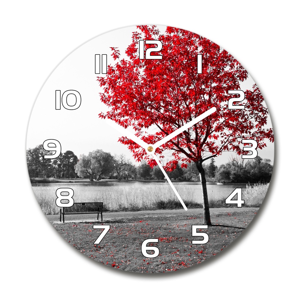 Round wall clock Red tree