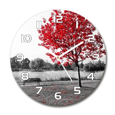 Round wall clock Red tree