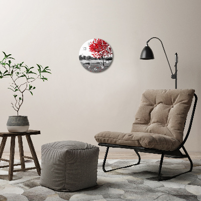 Round wall clock Red tree