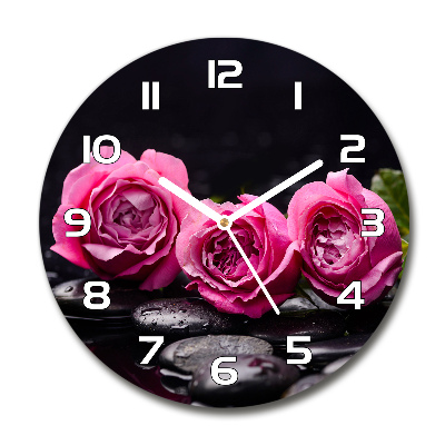 Round wall clock Pink roses