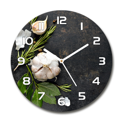 Round glass clock Garlic