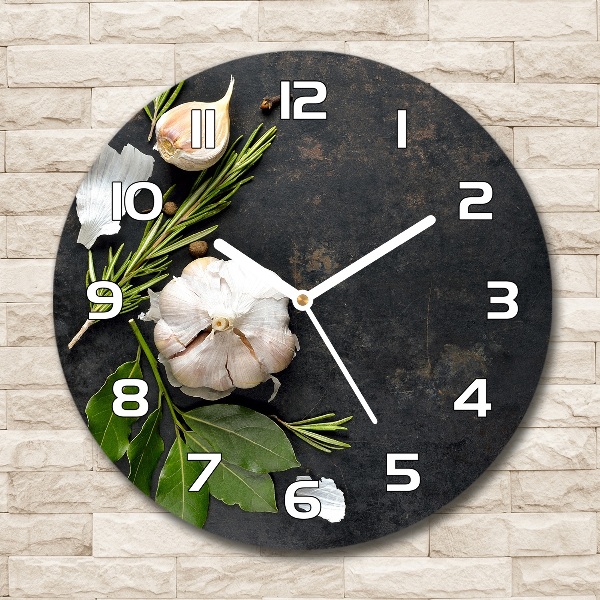 Round glass clock Garlic