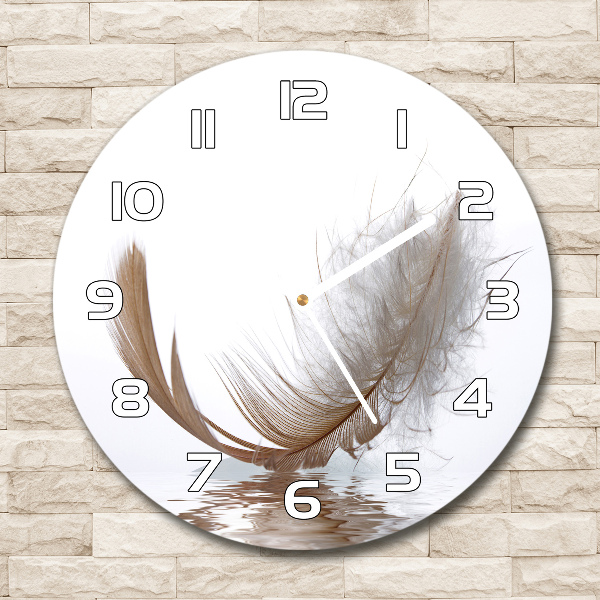 Round wall clock Feather on the water