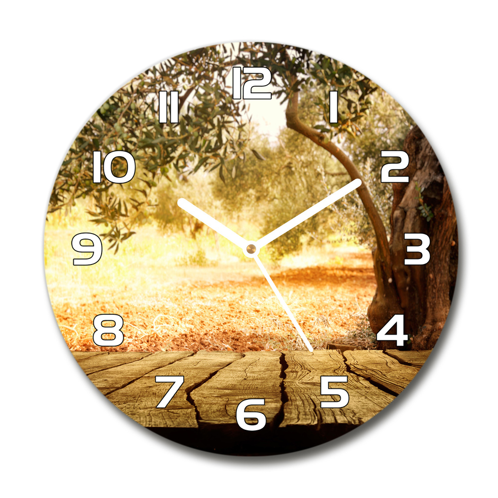 Round wall clock Olive tree