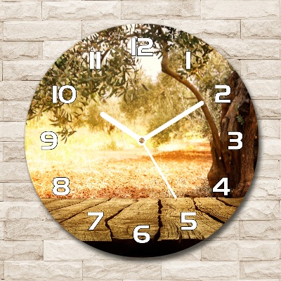 Round wall clock Olive tree