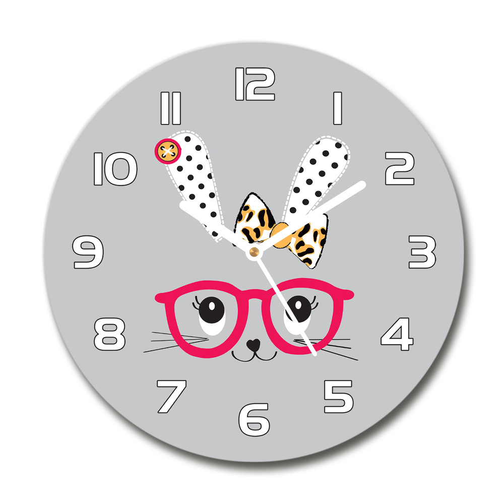 Round wall clock Rabbit with glasses