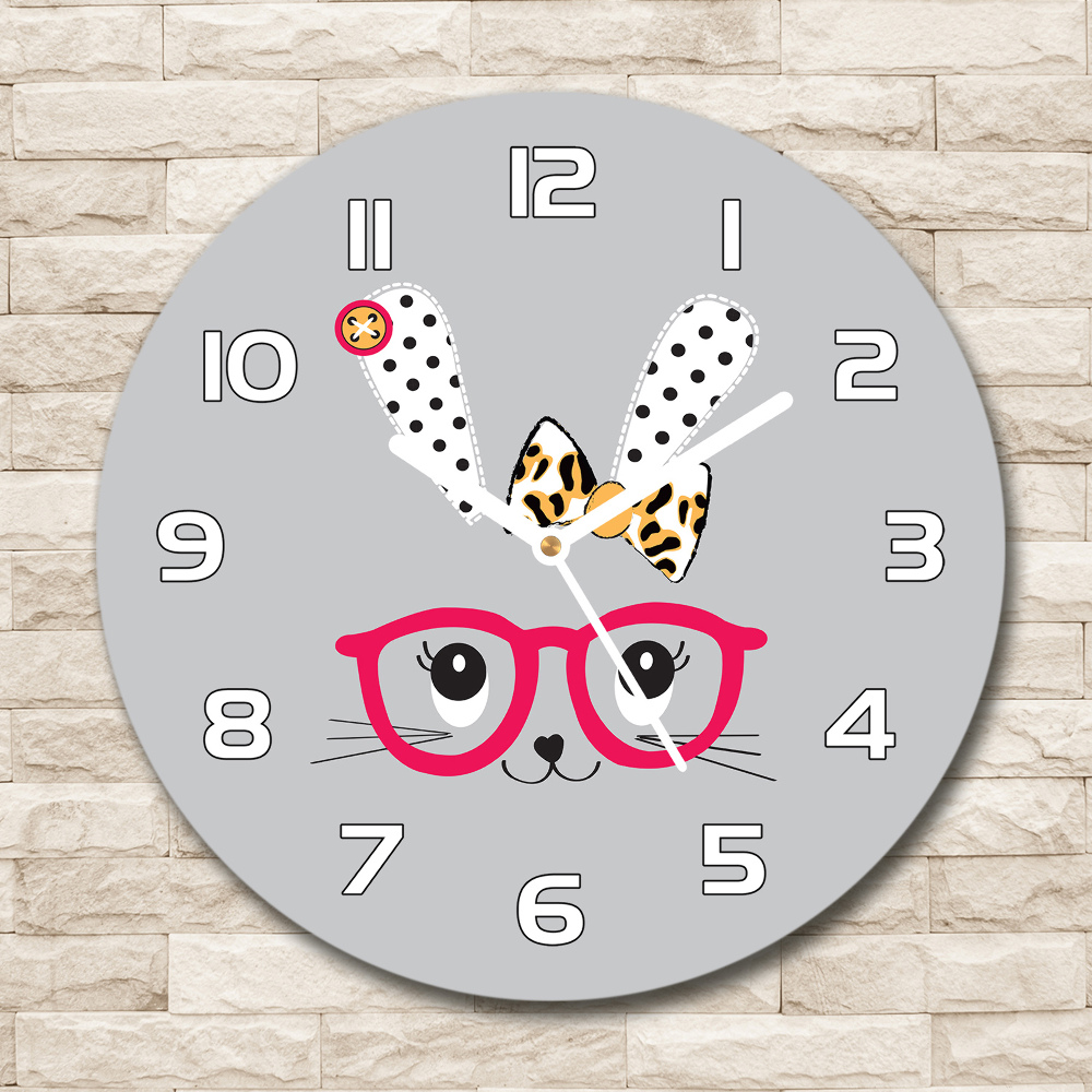 Round wall clock Rabbit with glasses