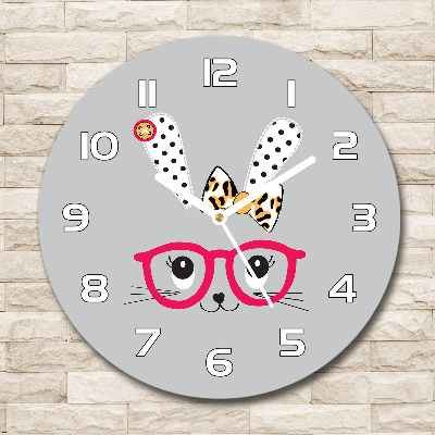 Round wall clock Rabbit with glasses