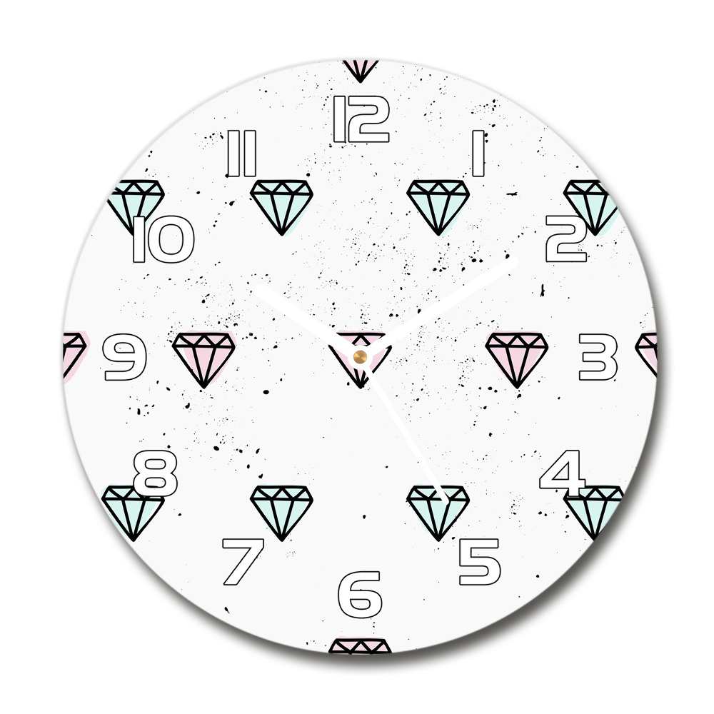 Round glass clock Diamonds