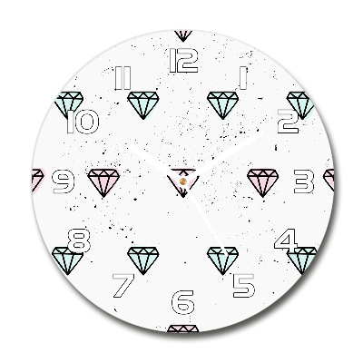 Round glass clock Diamonds