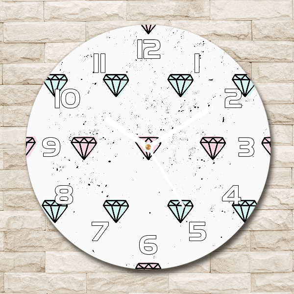 Round glass clock Diamonds