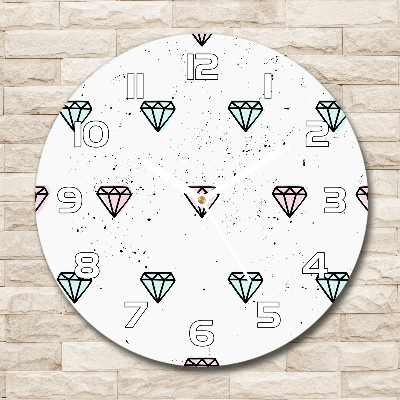 Round glass clock Diamonds