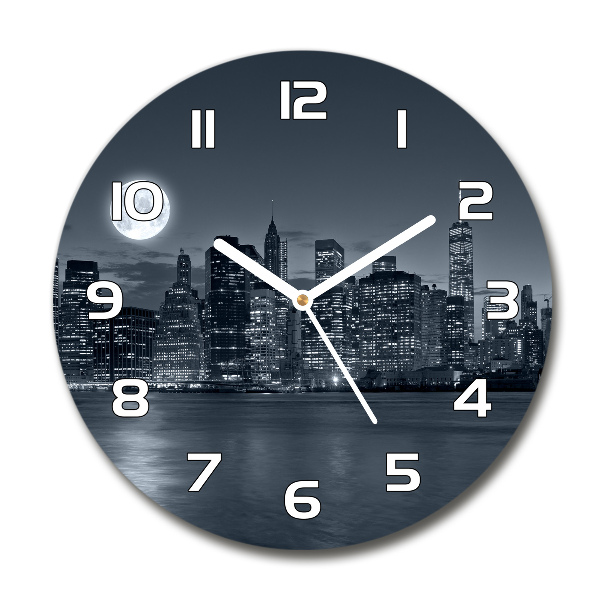 Round wall clock New York at night