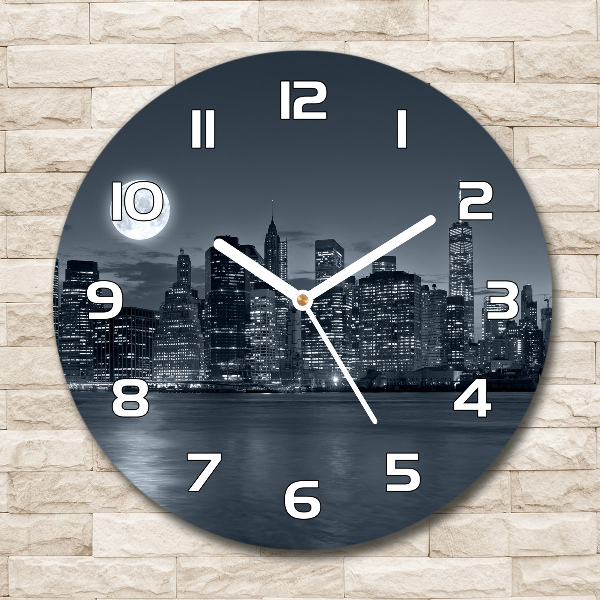 Round wall clock New York at night