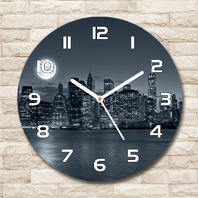 Round wall clock New York at night