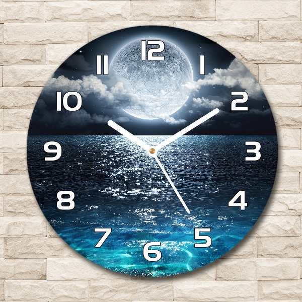 Round wall clock full moon