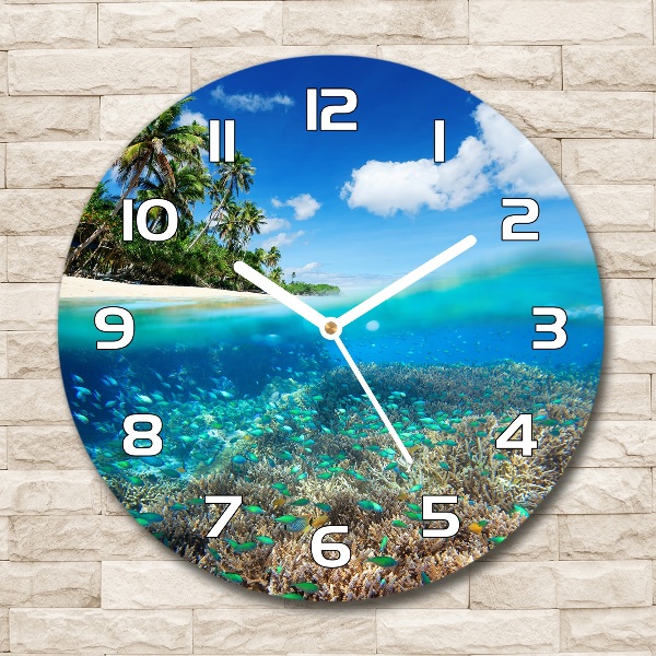 Round wall clock Coral reef