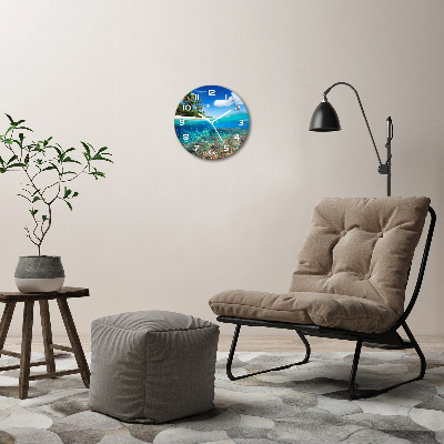 Round wall clock Coral reef