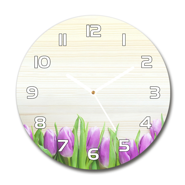 Round wall clock Violet tulips