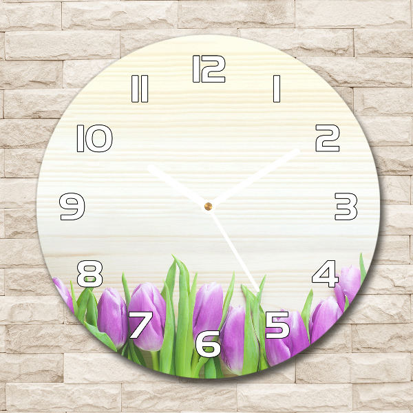 Round wall clock Violet tulips