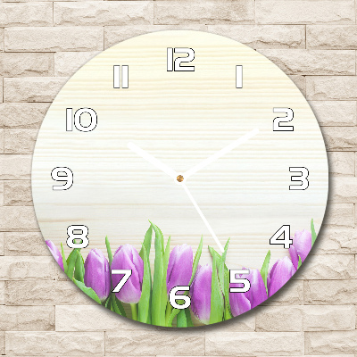 Round wall clock Violet tulips