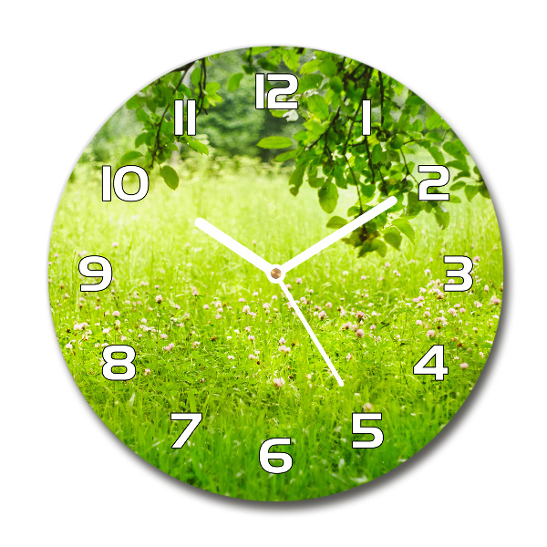 Round wall clock Green meadow