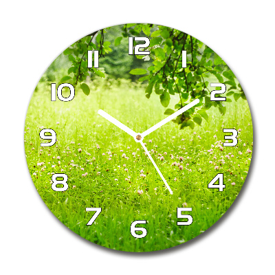 Round wall clock Green meadow