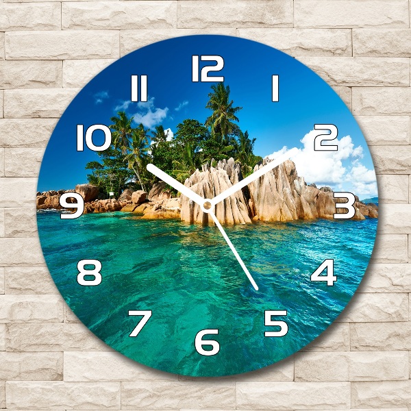 Round wall clock Tropical island