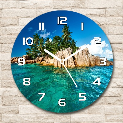 Round wall clock Tropical island