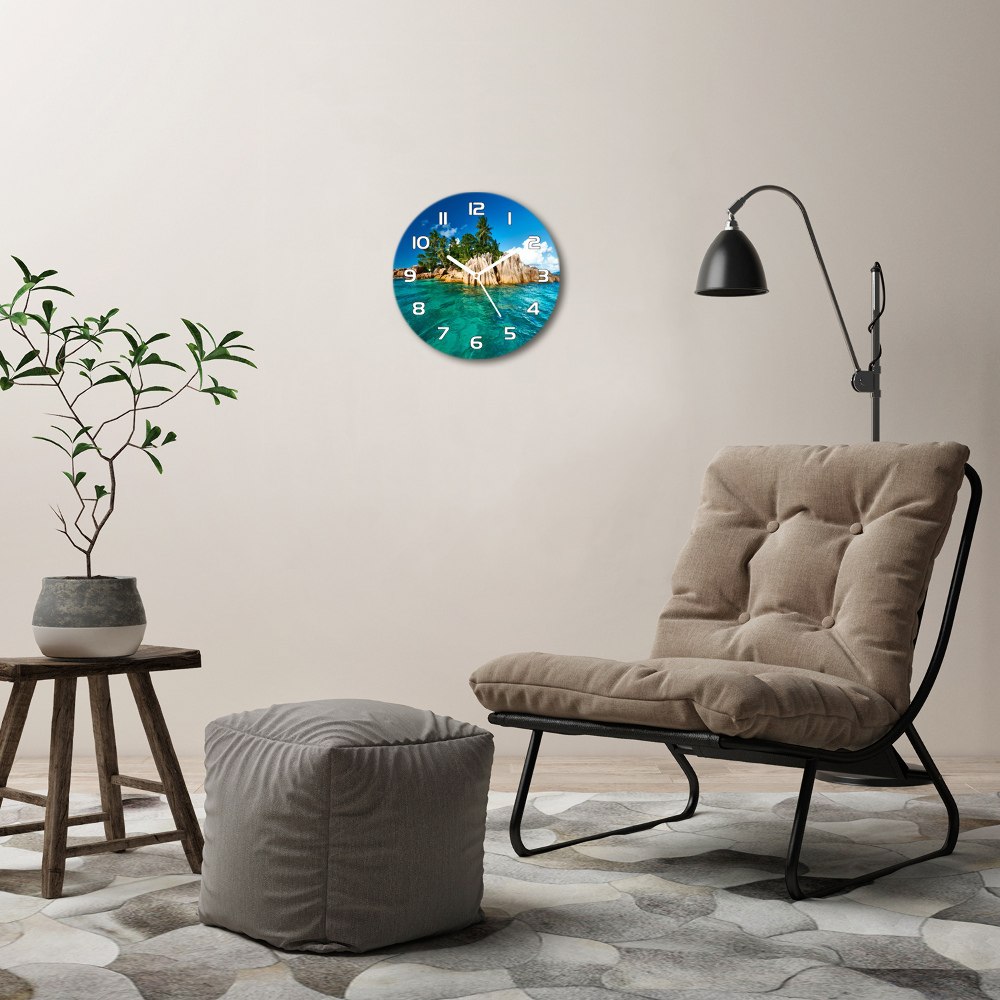 Round wall clock Tropical island