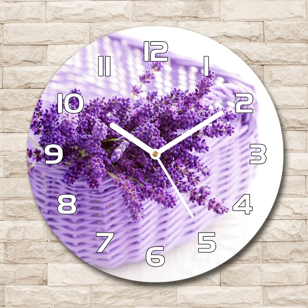 Round wall clock Lavender in the basket